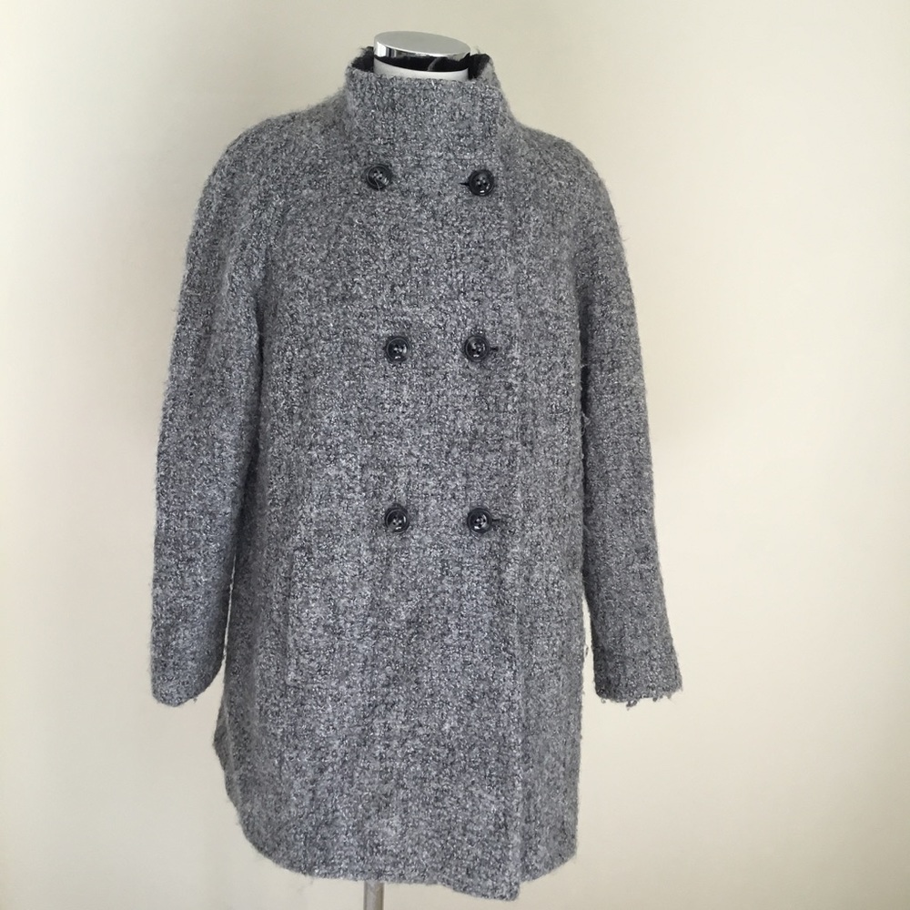 DKNY Double-Breasted Wool-Blend Boucle Coa…